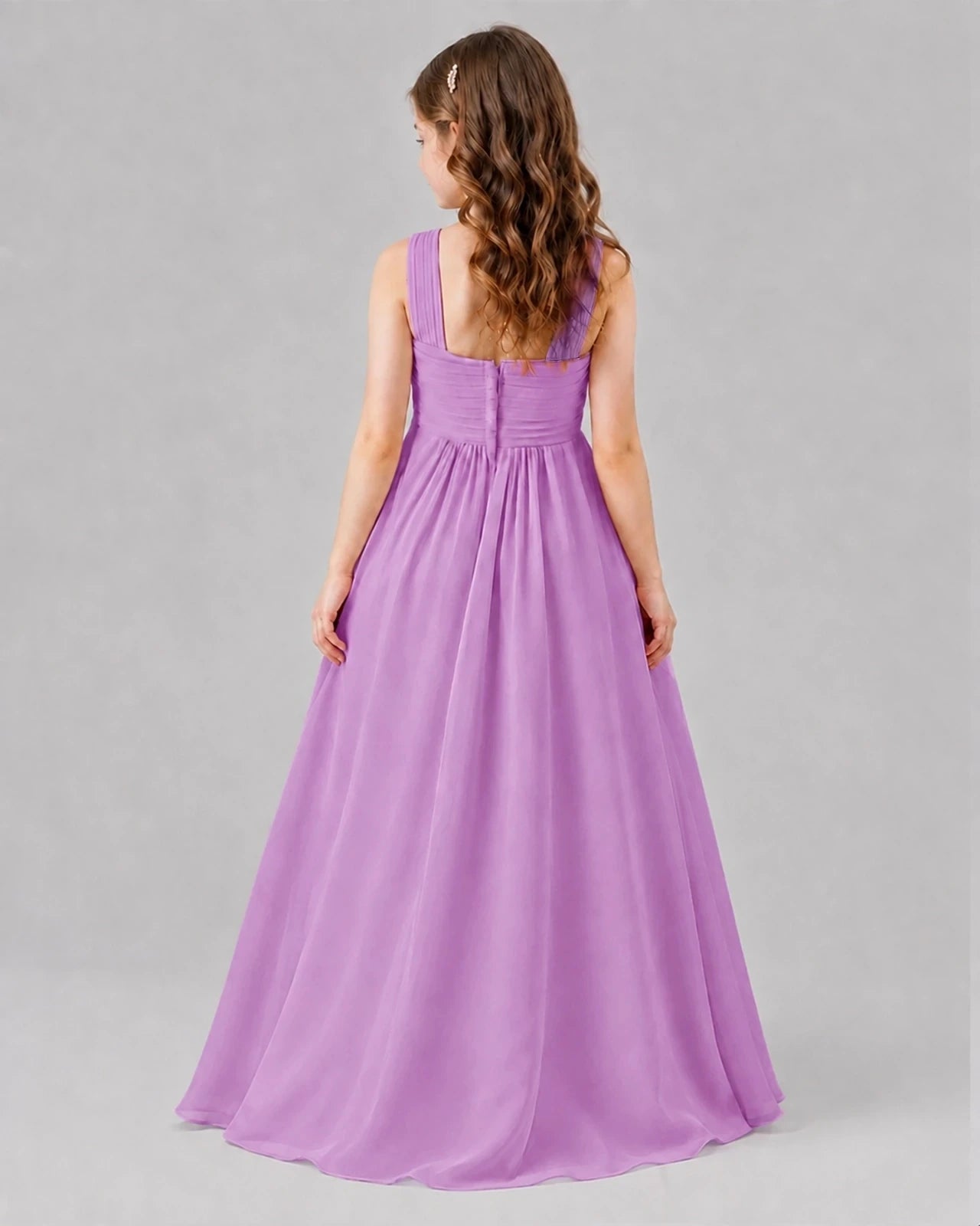 Lilac A-line Junior Bridesmaid Dresses Back