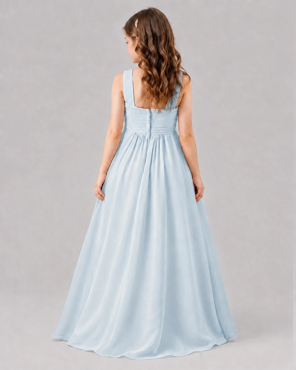 Mist A-line Junior Bridesmaid Dresses Back