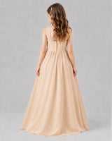 Peach A-line Junior Bridesmaid Dresses Back
