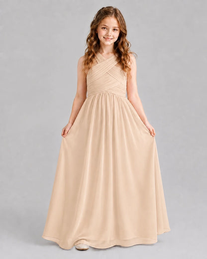 Peach A-line Junior Bridesmaid Dresses Front