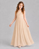 Peach A-line Junior Bridesmaid Dresses Pose