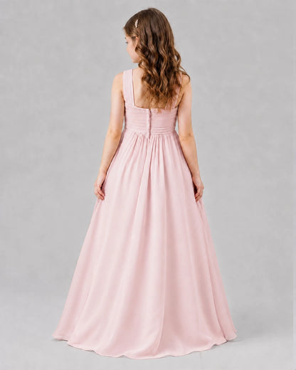 Pink A-line Junior Bridesmaid Dresses Back