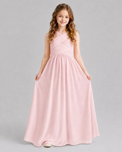 Pink A-line Junior Bridesmaid Dresses Front