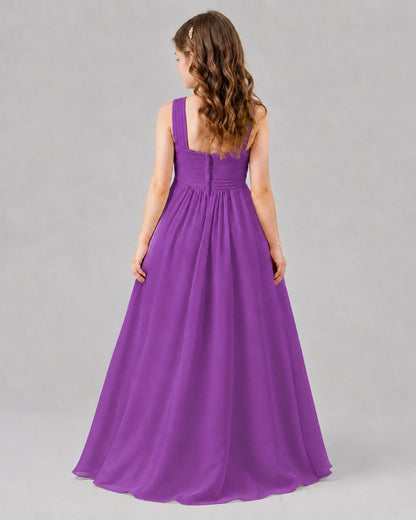 Purple A-line Junior Bridesmaid Dresses Back