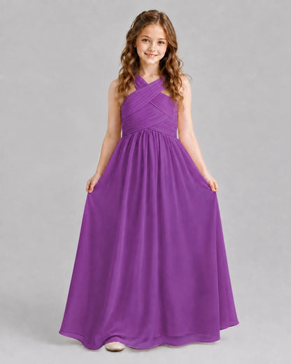 Purple A-line Junior Bridesmaid Dresses Front