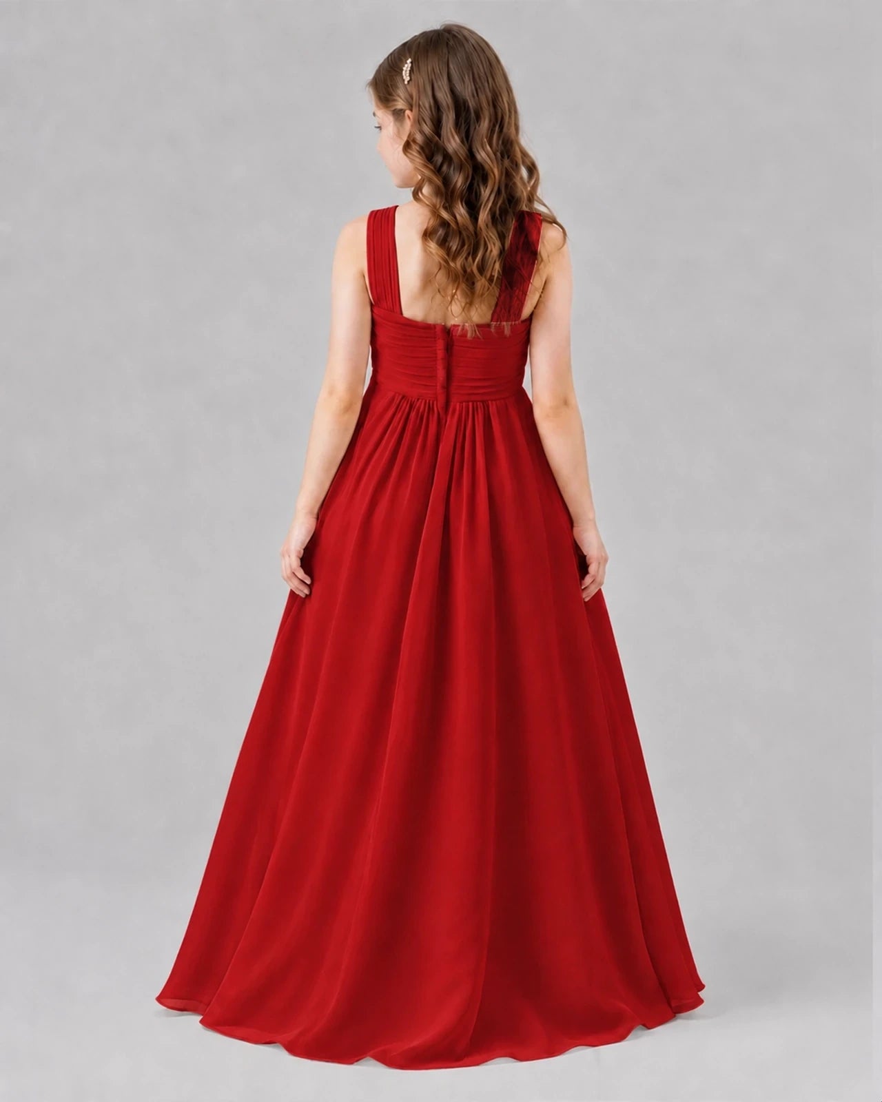 Red A-line Junior Bridesmaid Dresses Back