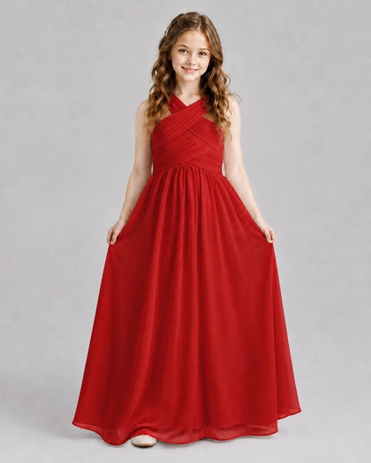Red A-line Junior Bridesmaid Dresses Front