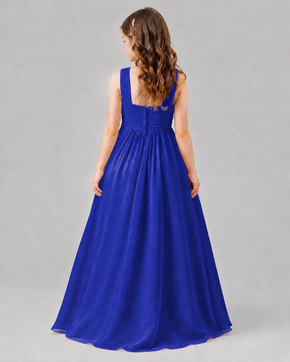 Royal Blue A-line Junior Bridesmaid Dresses Back