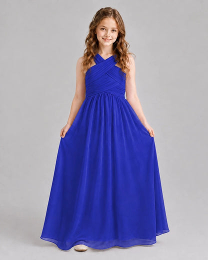 Royal Blue A-line Junior Bridesmaid Dresses Front