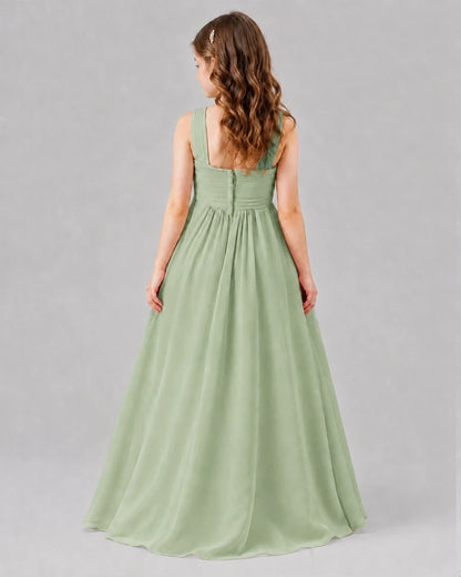 Sage Green A-line Junior Bridesmaid Dresses Back