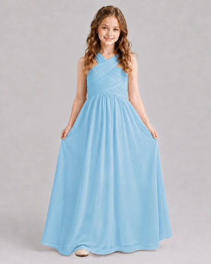 Sky Blue A-line Junior Bridesmaid Dresses Front