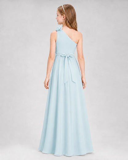 Baby Blue A-line Junior Bridesmaid Dresses Back