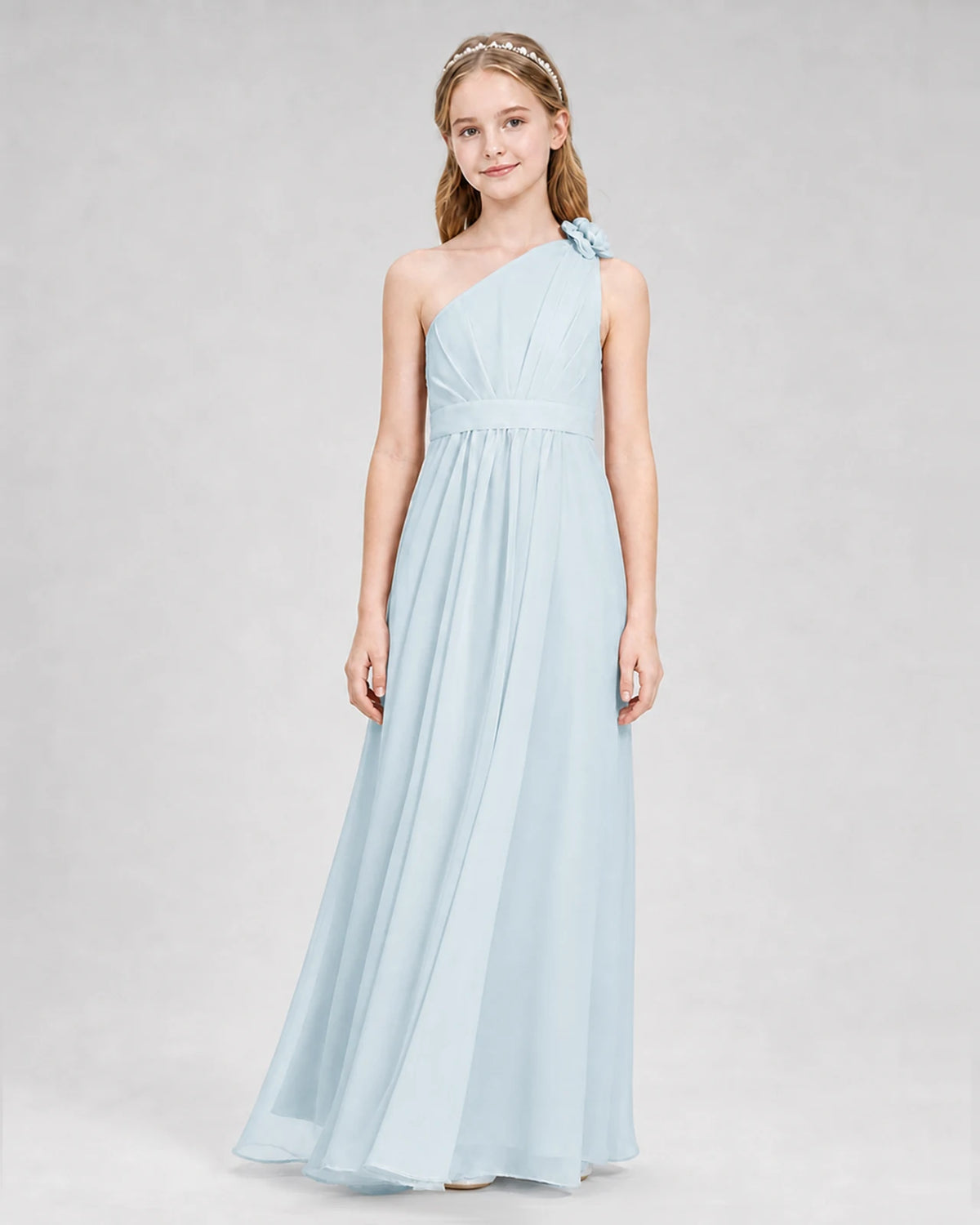 Baby Blue A-line Junior Bridesmaid Dresses Front