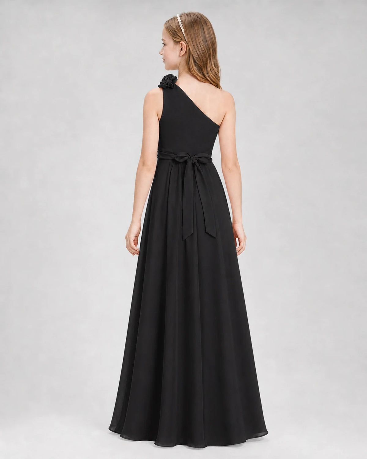 Black A-line Junior Bridesmaid Dresses Back