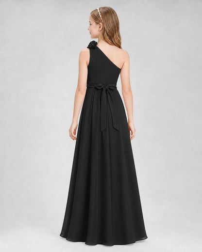 Black A-line Junior Bridesmaid Dresses Back