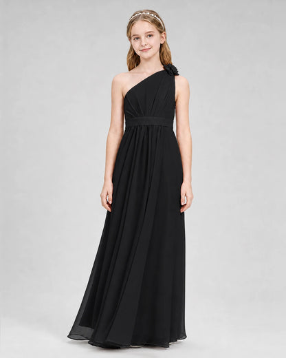 Black A-line Junior Bridesmaid Dresses Front