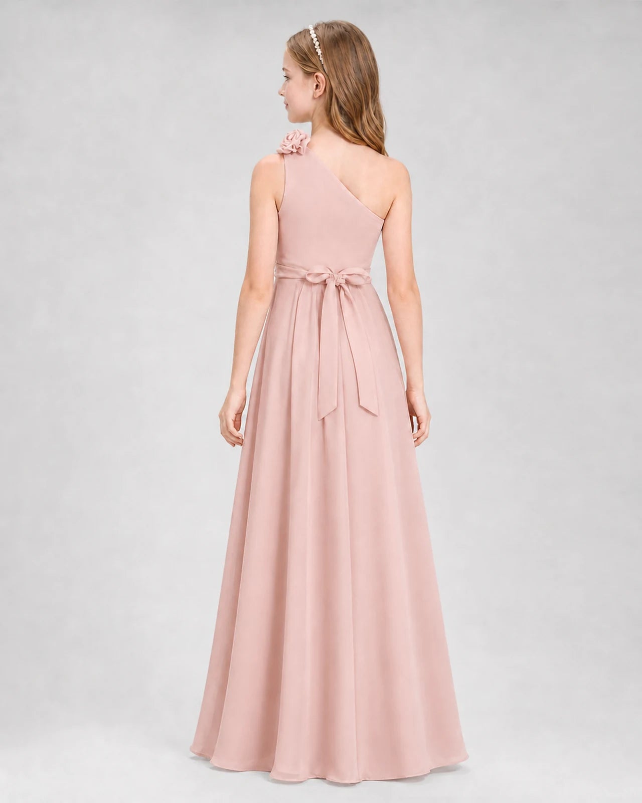 Blush Pink A-line Junior Bridesmaid Dresses Back