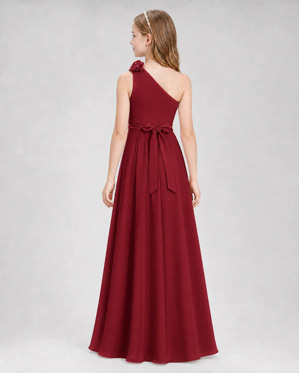 Burgundy A-line Junior Bridesmaid Dresses Back