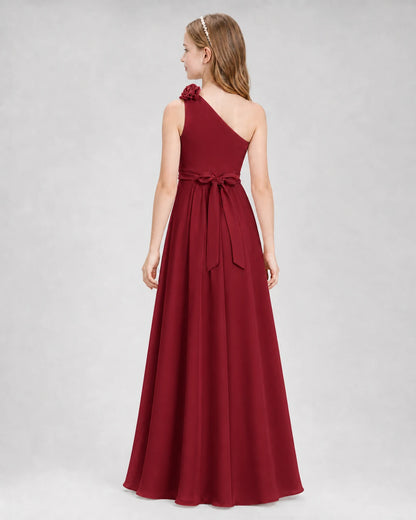Burgundy A-line Junior Bridesmaid Dresses Back