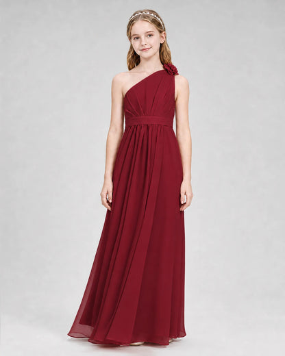 Burgundy A-line Junior Bridesmaid Dresses Front