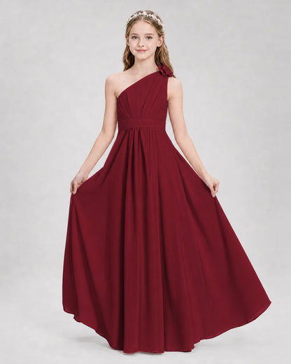 Burgundy A-line Junior Bridesmaid Dresses Side