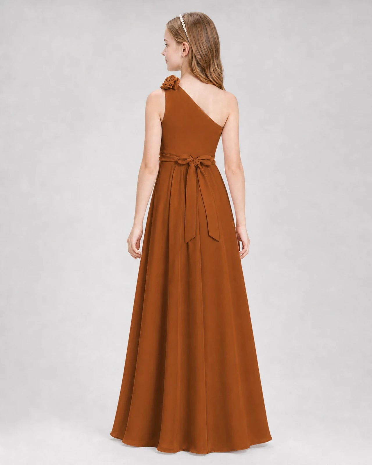 Burnt Orange A-line Junior Bridesmaid Dresses Back