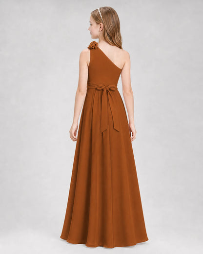 Burnt Orange A-line Junior Bridesmaid Dresses Back