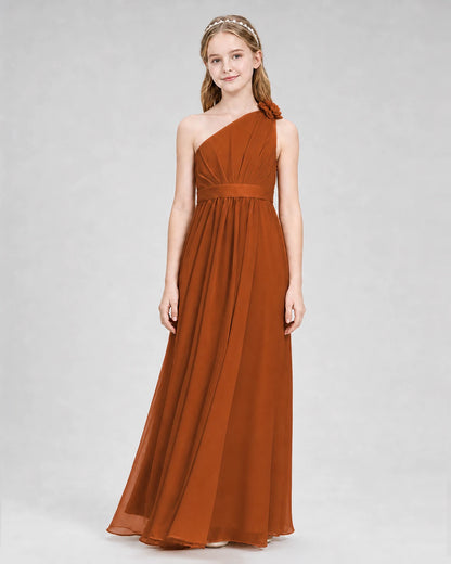 Burnt Orange A-line Junior Bridesmaid Dresses Front