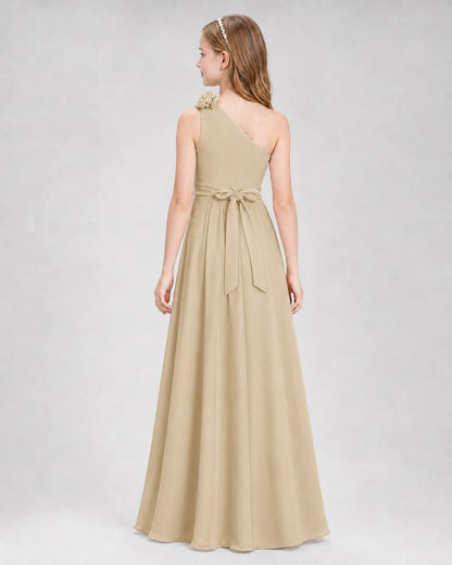 Champagne A-line Junior Bridesmaid Dresses Back