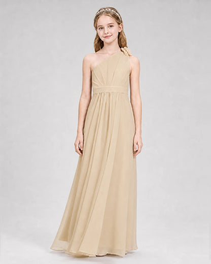 Champagne A-line Junior Bridesmaid Dresses Front