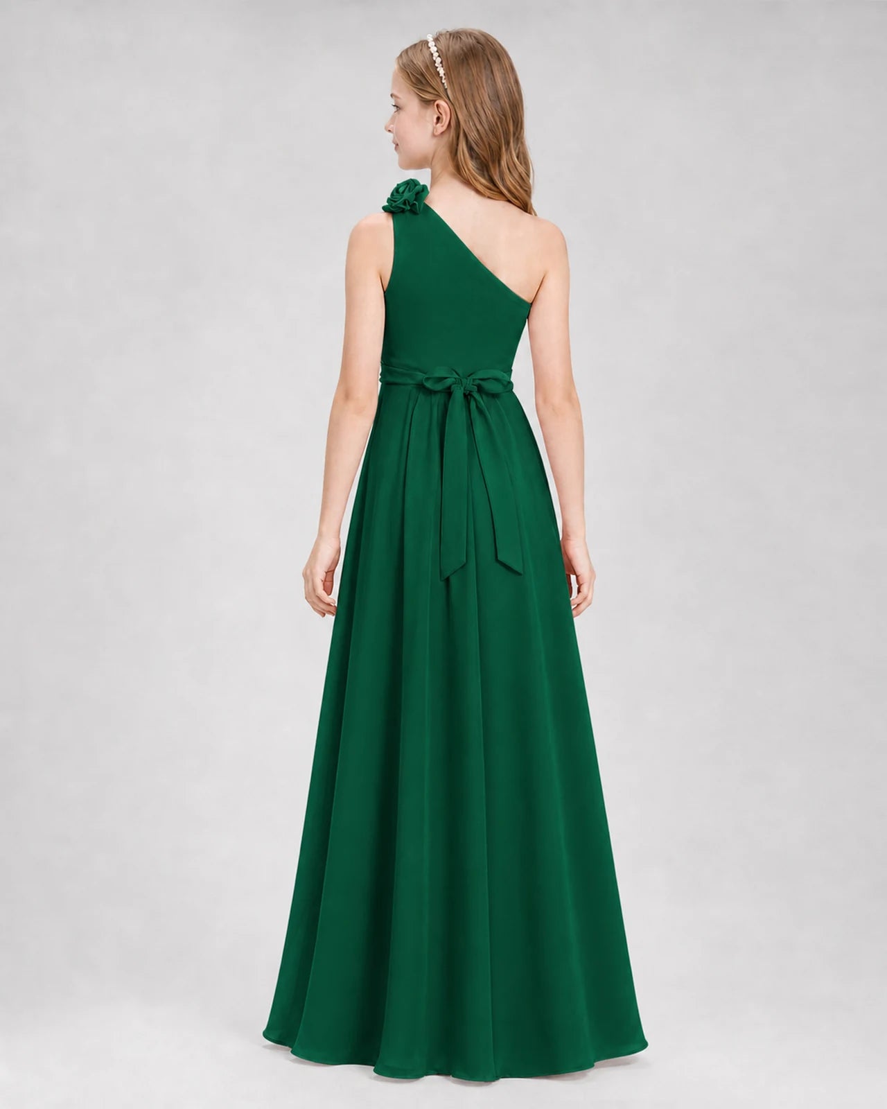 Dark Green A-line Junior Bridesmaid Dresses Back