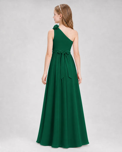 Dark Green A-line Junior Bridesmaid Dresses Back