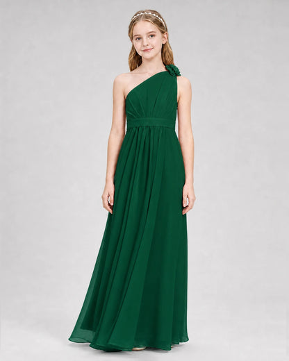 Dark Green A-line Junior Bridesmaid Dresses Front