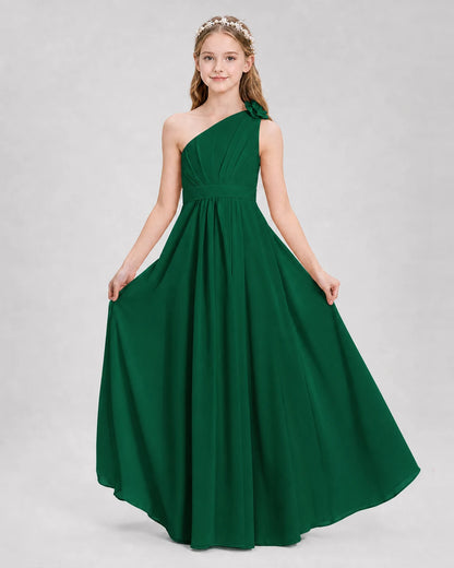 Dark Green A-line Junior Bridesmaid Dresses Side
