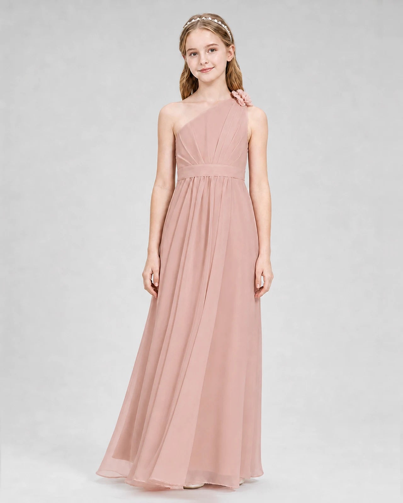Dusty Rose A-line Junior Bridesmaid Dresses Front