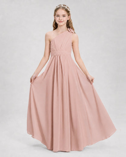 Dusty Rose A-line Junior Bridesmaid Dresses Side