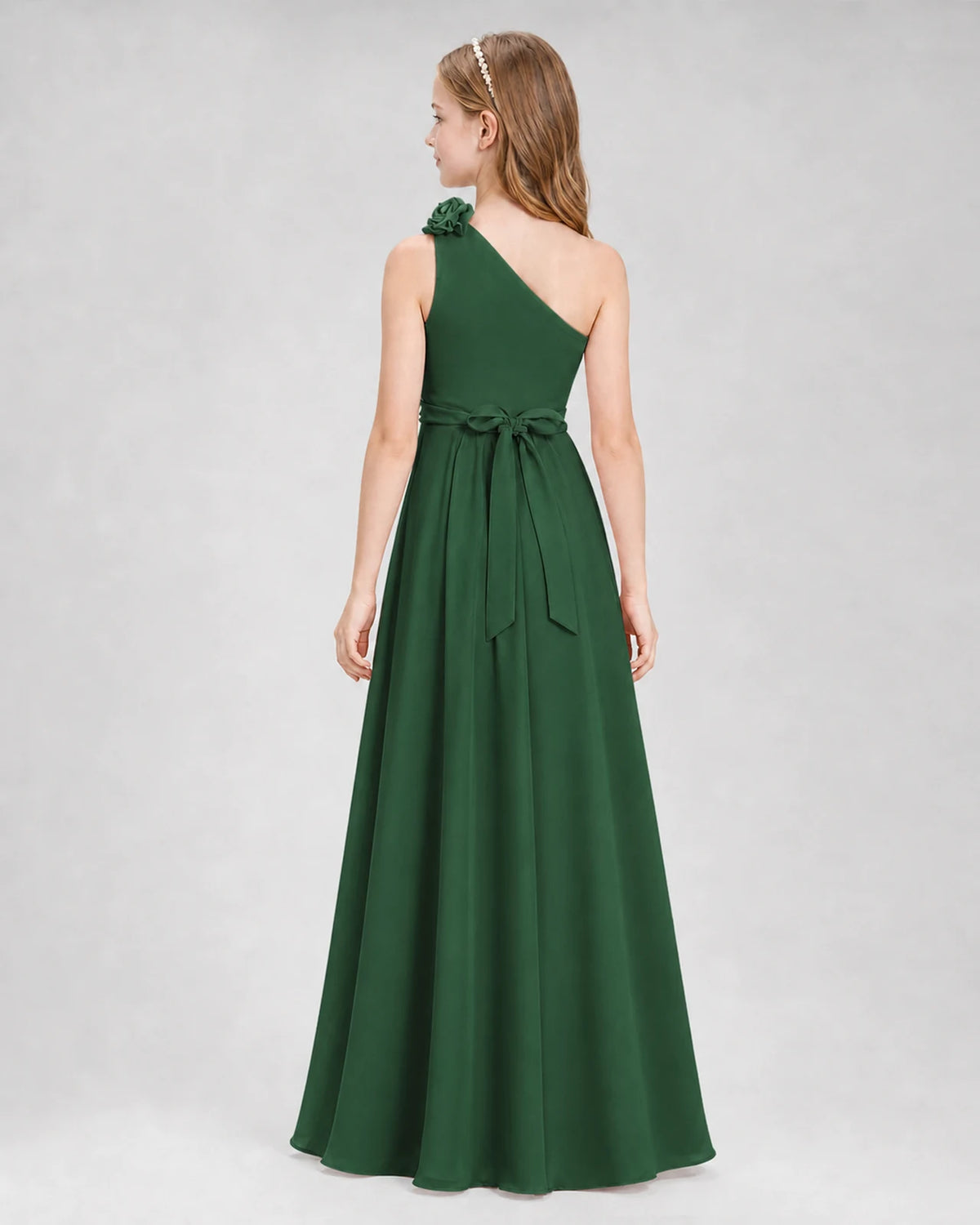 Emerald Green A-line Junior Bridesmaid Dresses Back