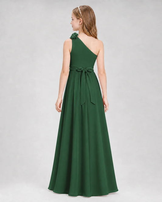 Emerald Green A-line Junior Bridesmaid Dresses Back