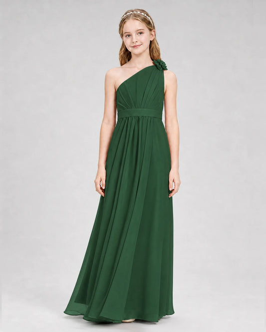 Emerald Green A-line Junior Bridesmaid Dresses Front