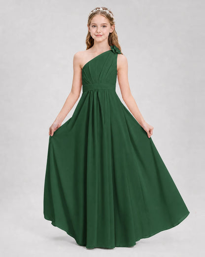 Emerald Green A-line Junior Bridesmaid Dresses Side