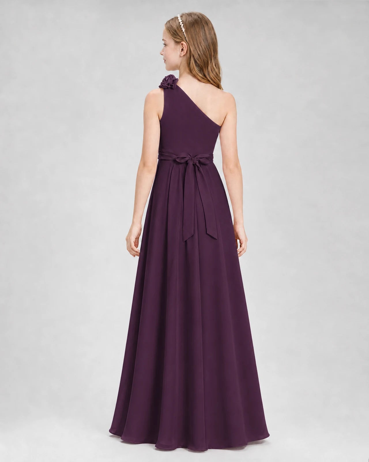 Grape A-line Junior Bridesmaid Dresses Back