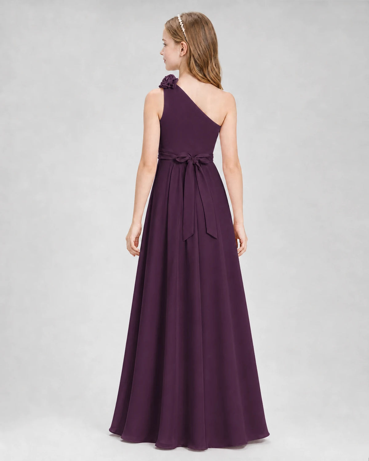 Grape A-line Junior Bridesmaid Dresses Back