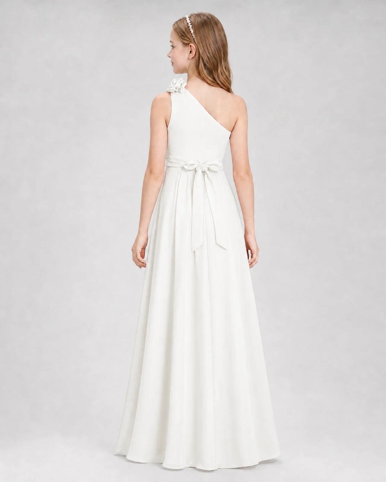Ivory A-line Junior Bridesmaid Dresses Back