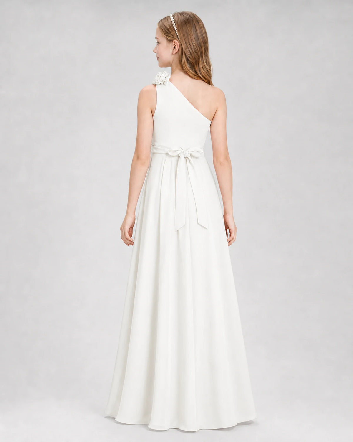 Ivory A-line Junior Bridesmaid Dresses Back