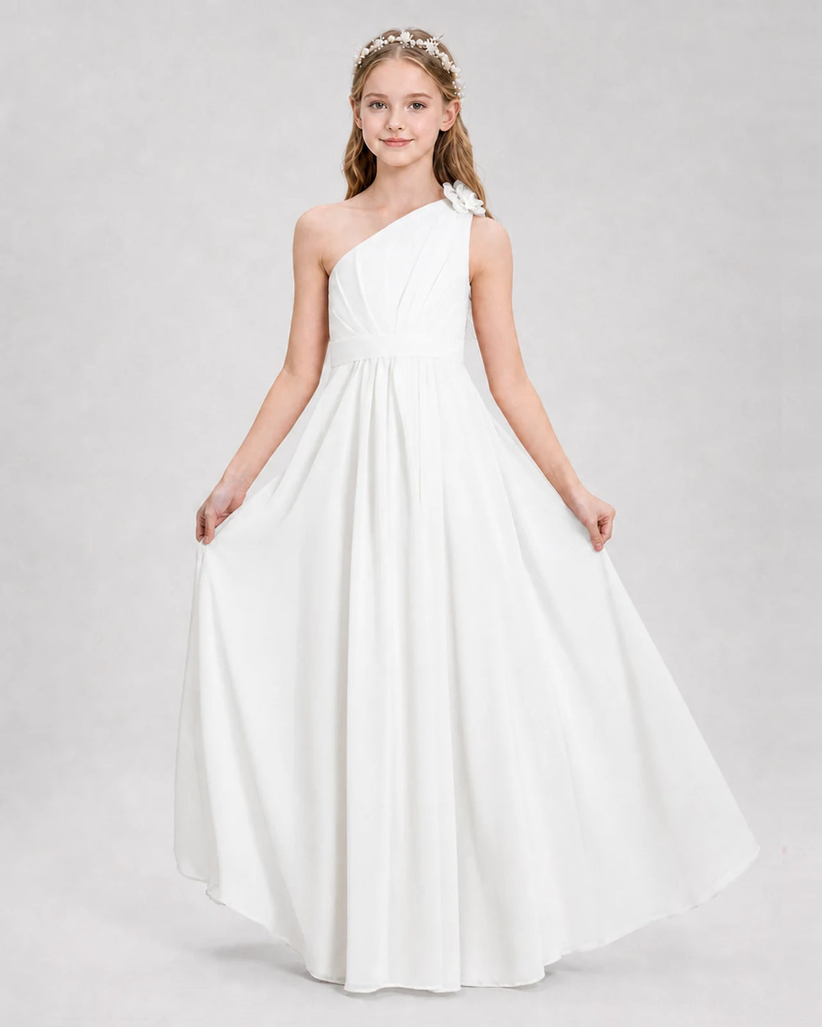 Ivory A-line Junior Bridesmaid Dresses Side