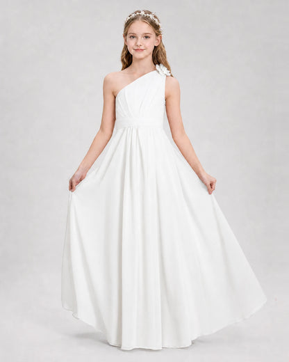 Ivory A-line Junior Bridesmaid Dresses Side