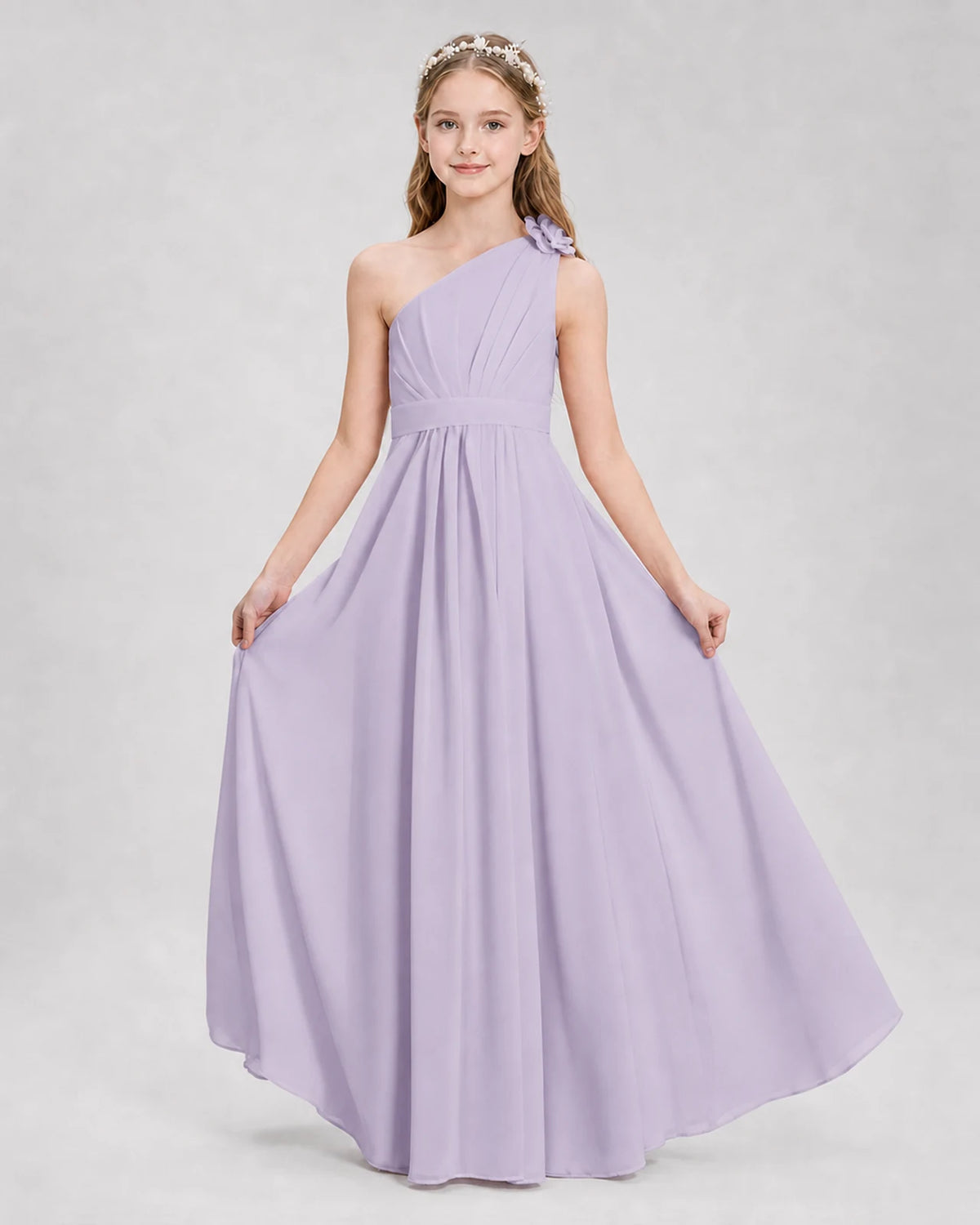 Lavender A-line Junior Bridesmaid Dresses Side