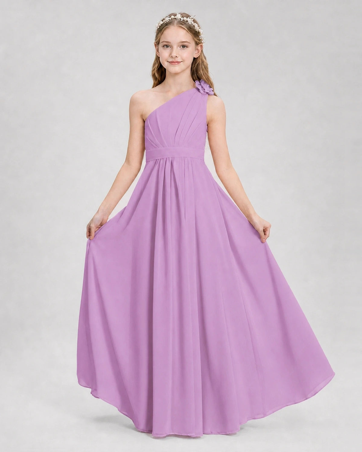 Lilac A-line Junior Bridesmaid Dresses Side