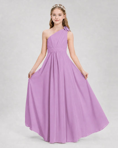 Lilac A-line Junior Bridesmaid Dresses Side