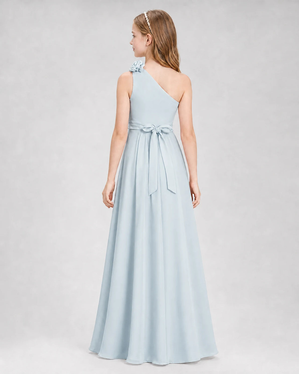 Mist A-line Junior Bridesmaid Dresses Back